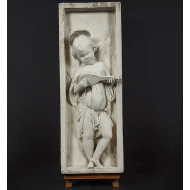 Bas relief angel playing the lute