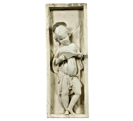 Bajo relieve ángel tocando el laúd