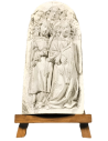 Bas relief choir of angels singing Bible verses and playing the lyre