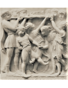 Bas relief children dancing to the sound of trumpet players