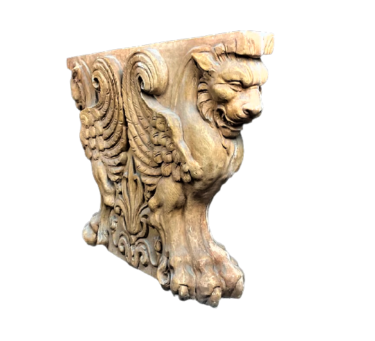 Table base representing a winged lion