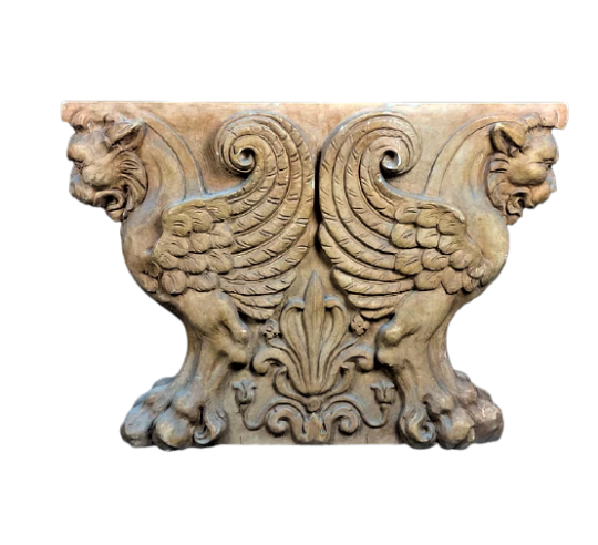 Table base representing a winged lion
