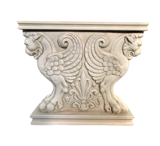 Table base representing a winged lion