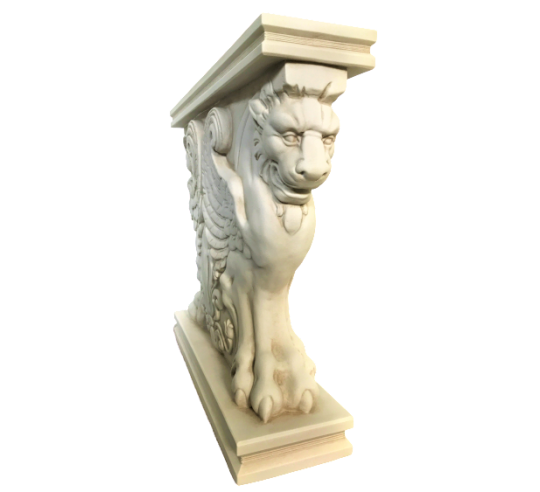 Table base representing a winged lion