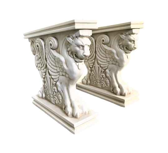Table base representing a winged lion