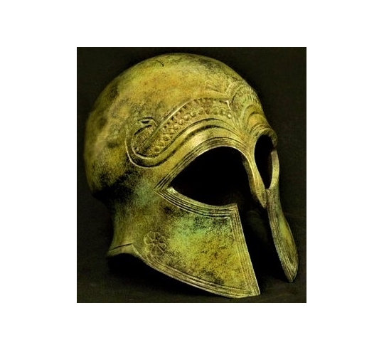 Antiguo casco ateniense de bronce inspirado por el Metropolitan Museum of Art