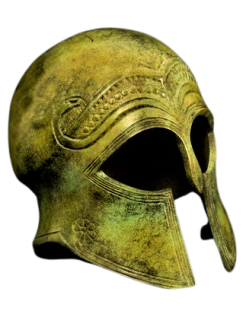 Antiguo casco ateniense de bronce inspirado por el Metropolitan Museum of Art