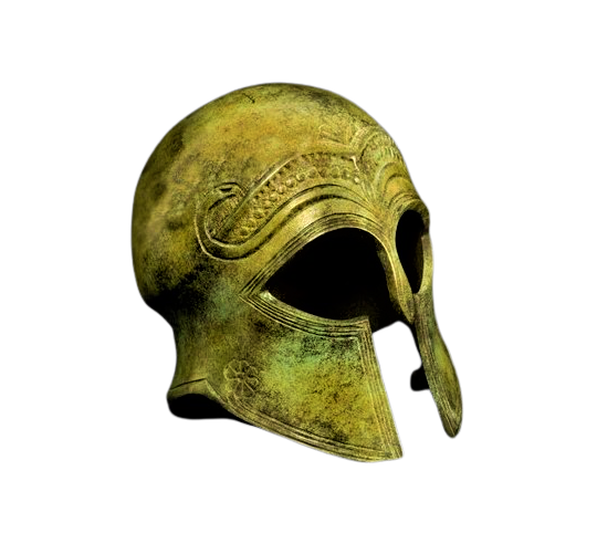 Antiguo casco ateniense de bronce inspirado por el Metropolitan Museum of Art