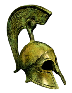 Casco griego antiguo en bronce