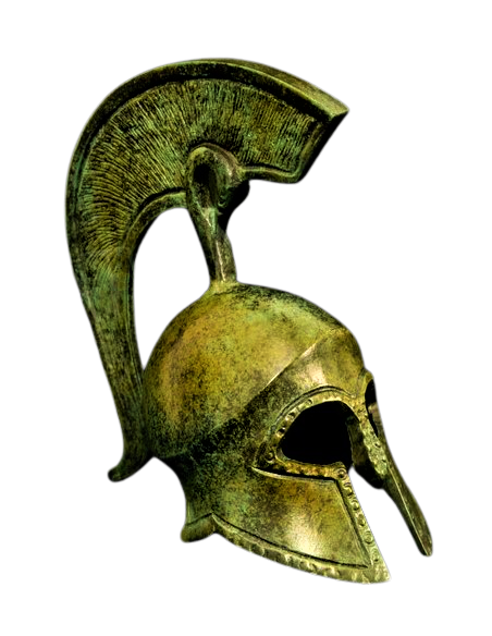 Casco griego antiguo en bronce Casco griego antiguo en bronce