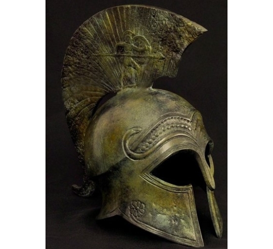 Ancient Corinthian Helmet in bronze inspired by Metropolitan Museum of Art