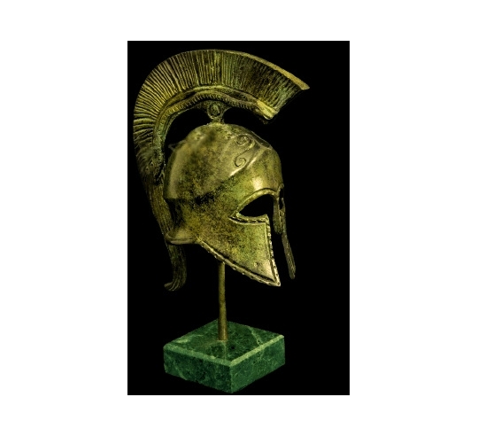 Corinthian helmet in bronze with snake symbol