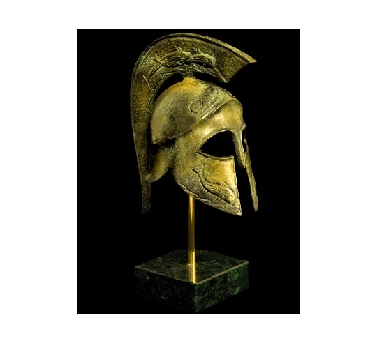Bronze Corinthian helmet with dolphins symbol