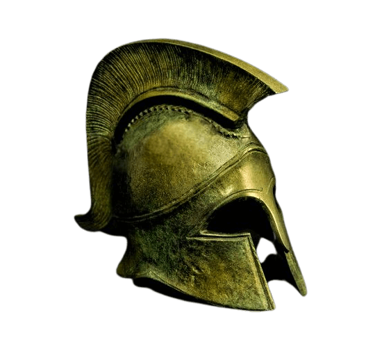 Spartan helmet in bronze inspired by ancient Greece