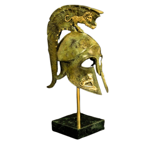 Yelmo espartano con leones en bronce
