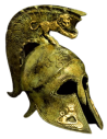 Spartan helmet with lions in bronze