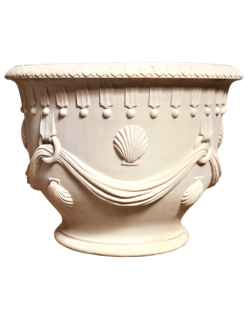 Jardinière décorée de draperies et de coquillages