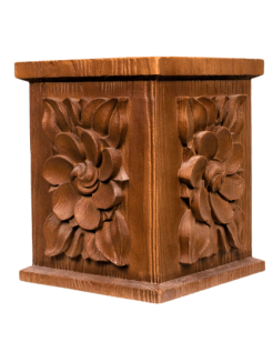 Macetero decorado con flores imitación madera tallada