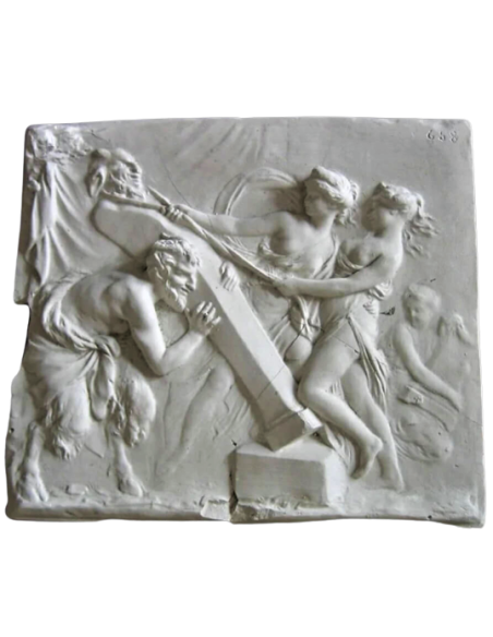 Bajo relieve Fauno y Bacante levantando la escultura del dios Pan, Claude Michel, conocido como Clodión.