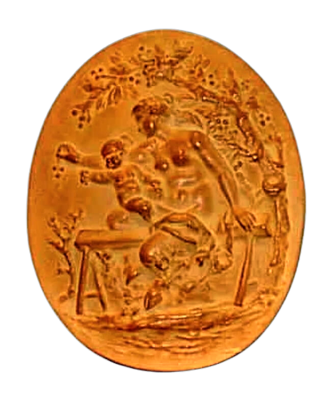 Medallion Female faun and her child picking cherries after Claude Michel, known as Clodion