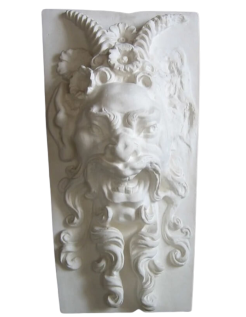 Mascaron of Faun with floral motifs