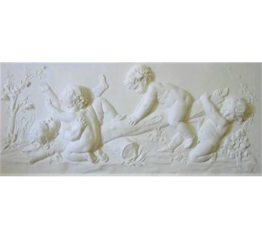 Low relief Allegory Bacchanal of children playing on a swing