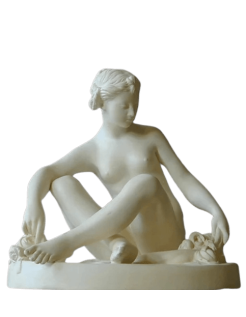 Venus seated holding Cupid's quiver and filling it with...