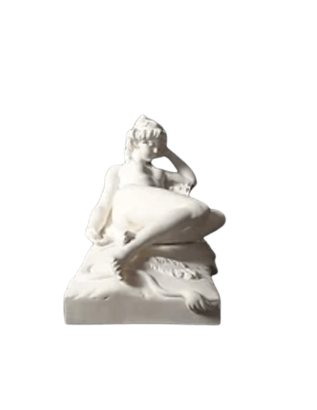 Statue of a nude woman lying on a lion skin by Claude Michel called Clodion