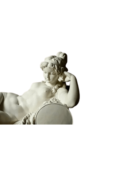 Statue of a nude woman lying on a lion skin by Claude Michel called Clodion