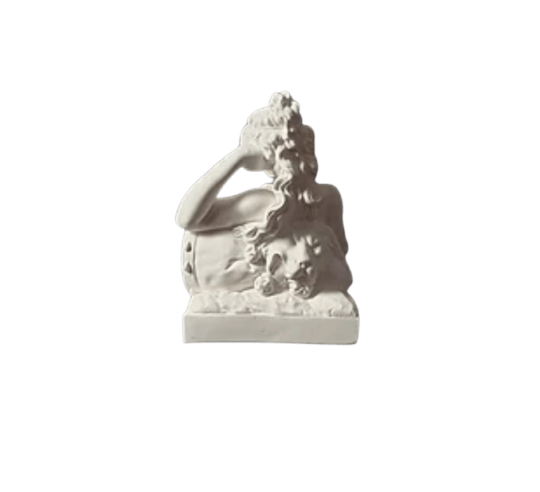 Statue of a nude woman lying on a lion skin by...