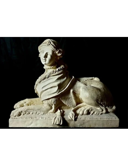 Neoclassical-style Female Sphinx Statue facing left