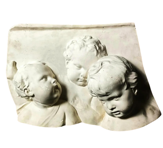 Bajo relieve de tres caritas de pequeños de François Duquesnois.