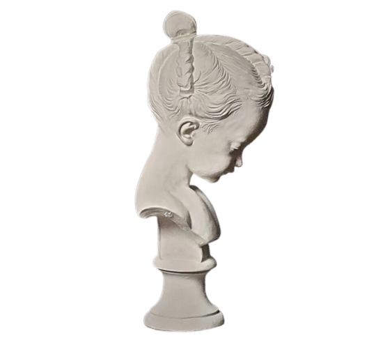 Bust of a little girl with pigtails called the...