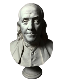 Bust of Benjamin Franklin by Jean-Antoine Houdon.