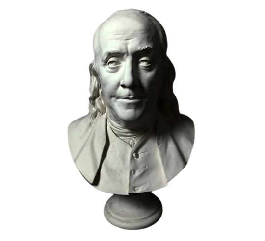 Bust of Benjamin Franklin by Jean-Antoine Houdon.