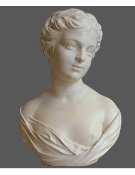 Bust of a shy young woman.