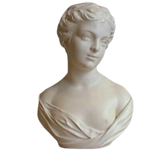 Bust of a shy young woman.