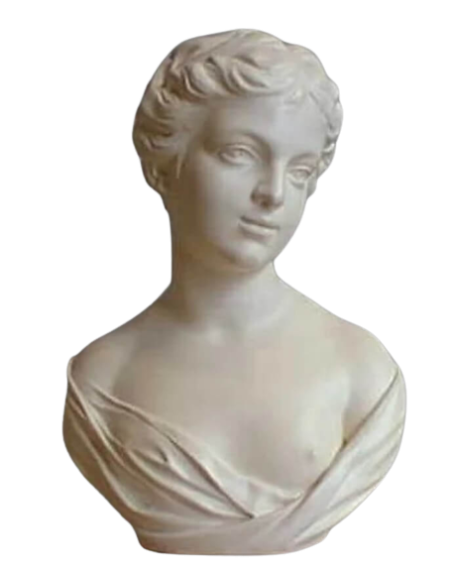 Bust of a shy young woman.