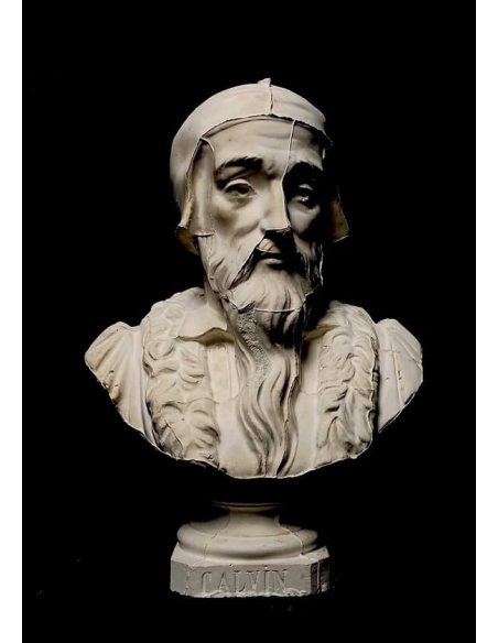 Bust of John Calvin.