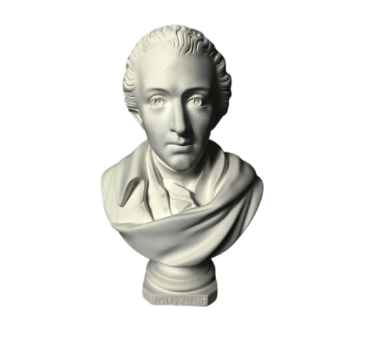 Bust of Wolfgang Amadeus Mozart.