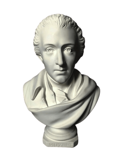 Bust of Wolfgang Amadeus Mozart.