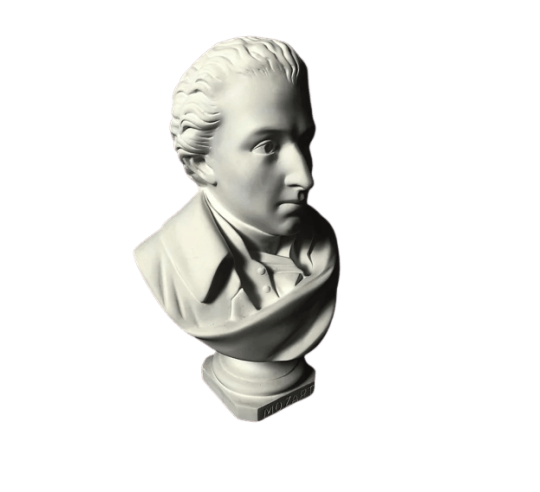 Bust of Wolfgang Amadeus Mozart.