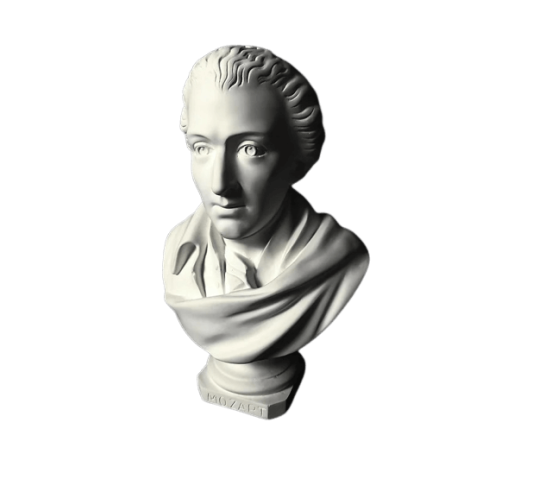 Bust of Wolfgang Amadeus Mozart.
