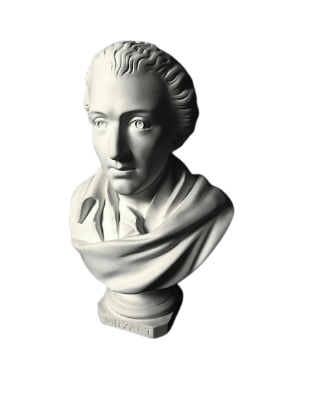 Bust of Wolfgang Amadeus Mozart.