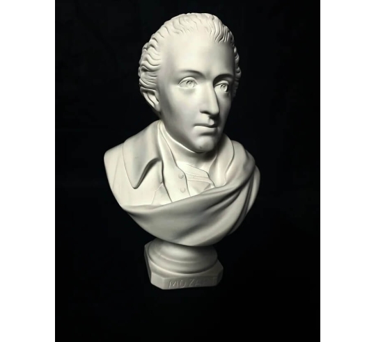 Bust of Wolfgang Amadeus Mozart.