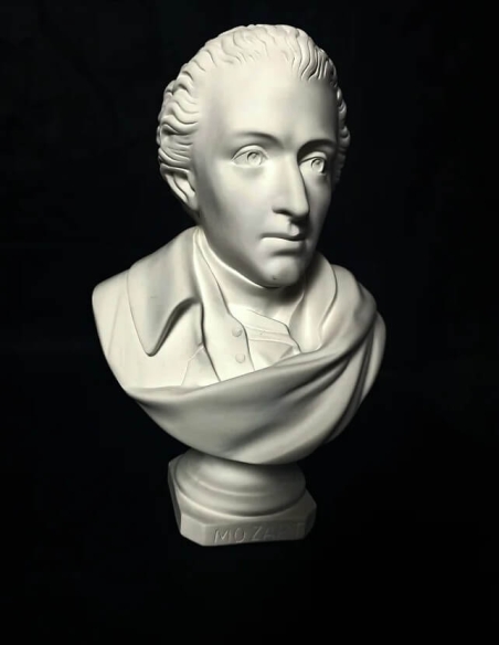 Bust of Wolfgang Amadeus Mozart.