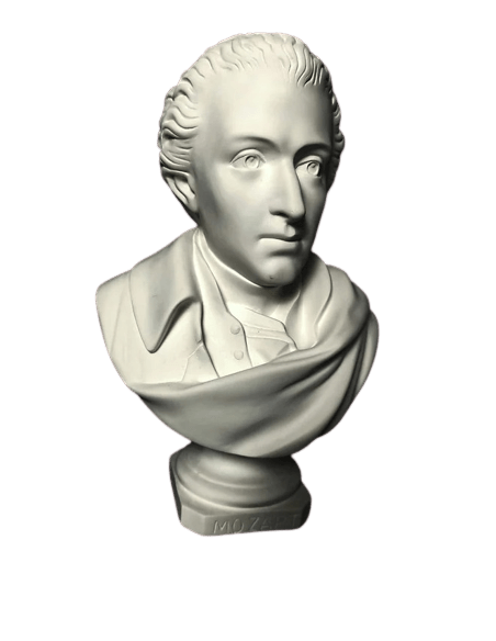 Bust of Wolfgang Amadeus Mozart.