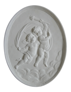 Low relief of a couple of Putti dancing with a torch,...