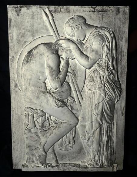 Low relief of Ethra or Æthra weeping over the head of Phalante after Grégoire Giraud