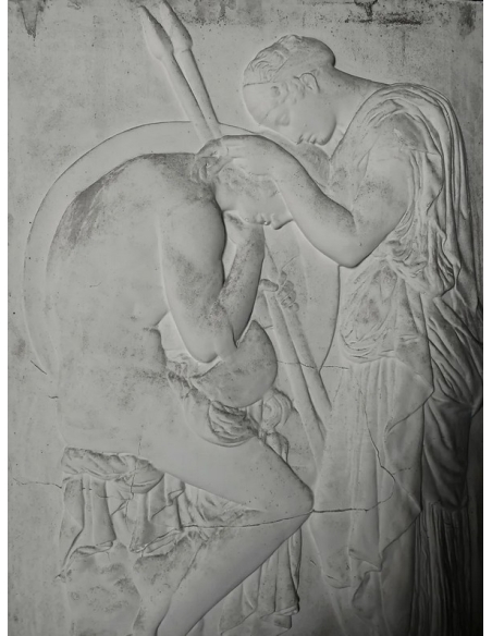 Low relief of Ethra or Æthra weeping over the head of Phalante after Grégoire Giraud
